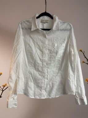 Jones New York White Eyelet Button-Down white Shirt Women’s XL